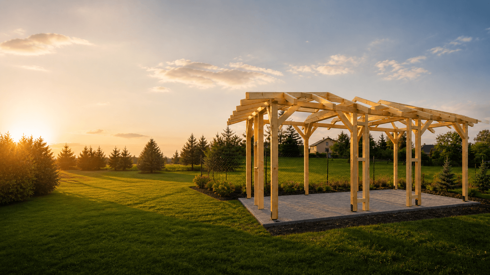 Dřevěná pergola na míru na zahradě – Tesařství Třinec